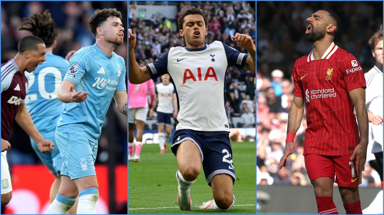 Aston Villa midfielder Youri Tielemans, Nottingham Forest defender Neco Williams, Spurs forward Brennan Johnson and Liverpool player Mo Salah