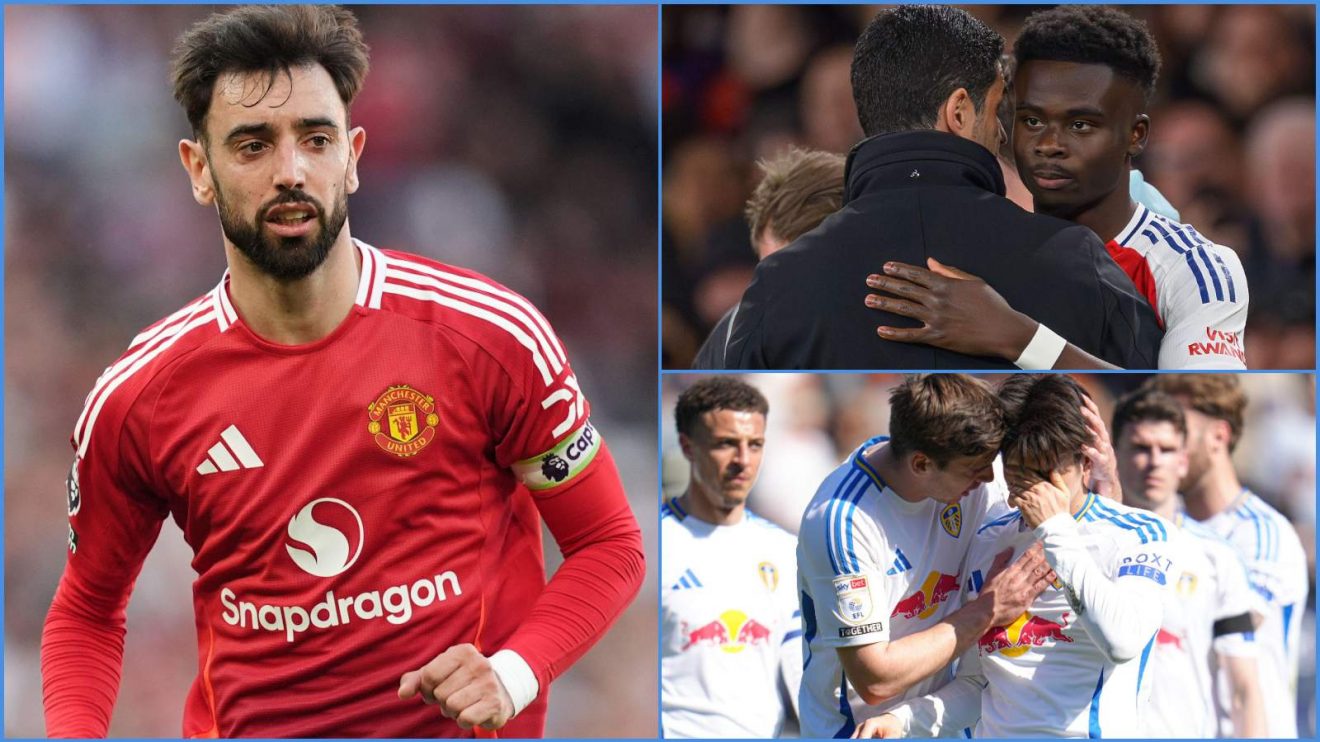 Bruno Fernandes, Mikel Arteta, Bukayo Saka and Leeds United players