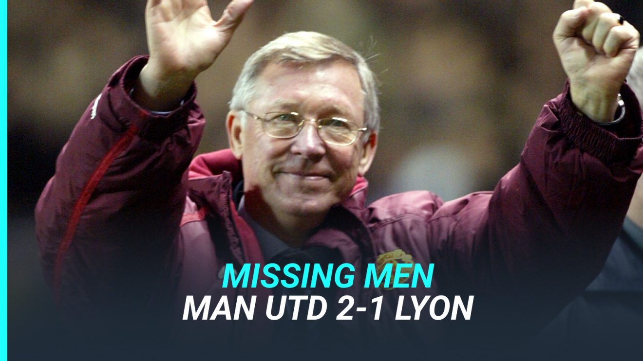 Sir Alex Ferguson celebrates a win over Lyon in his 1000th match in charge of Man Utd.