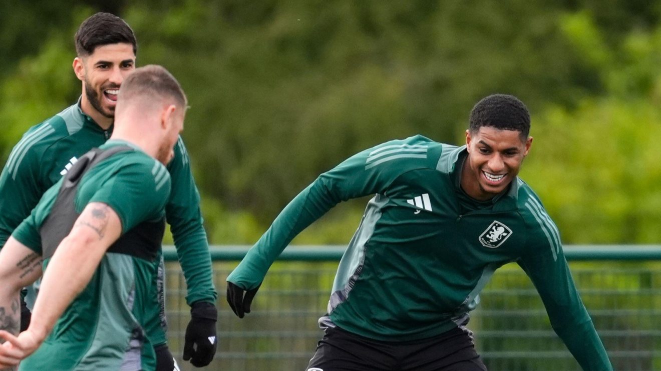 Marcus Rashford happy at Aston Villa