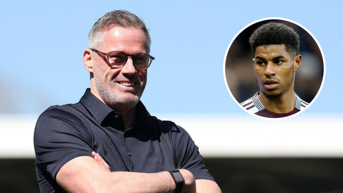 Aston Villa winger Marcus Rashford and Jamie Carragher
