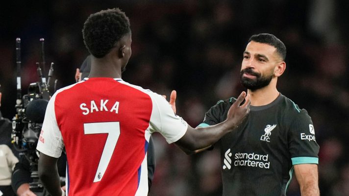 Bukayo Saka and Mo Salah