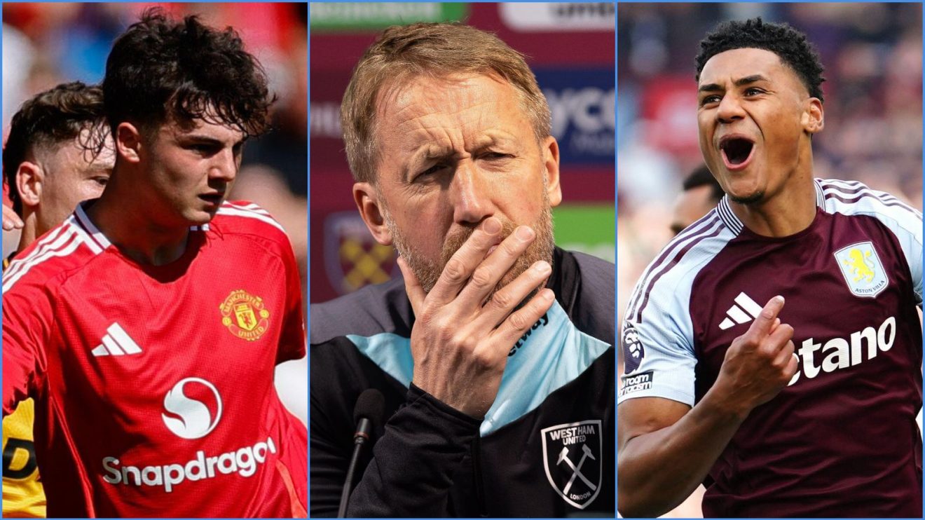 Man Utd player Tyler Fredricson, West Ham coach Graham Potter and Aston Villa striker Ollie Watkins