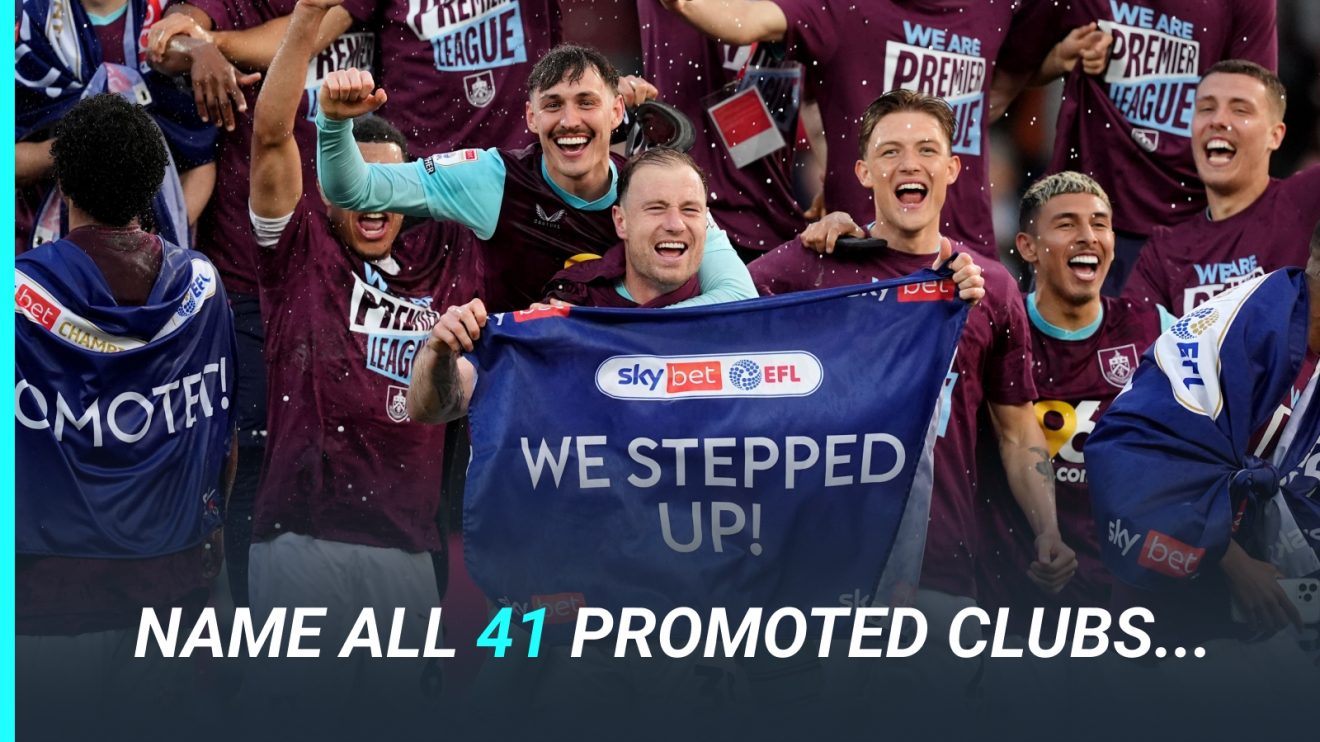 Burnley celebrate achieving promotion.