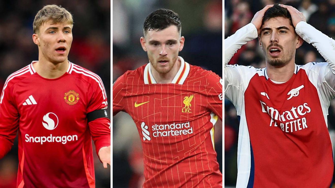 Man Utd striker Rasmus Hojlund, Liverpool left-back Andy Robertson and Arsenal strikerKai Havertz
