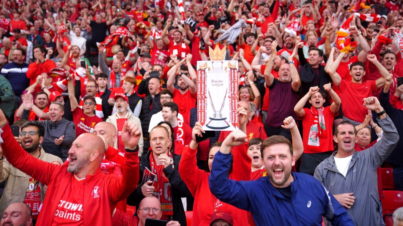 Liverpool fans celebrate Premier League title