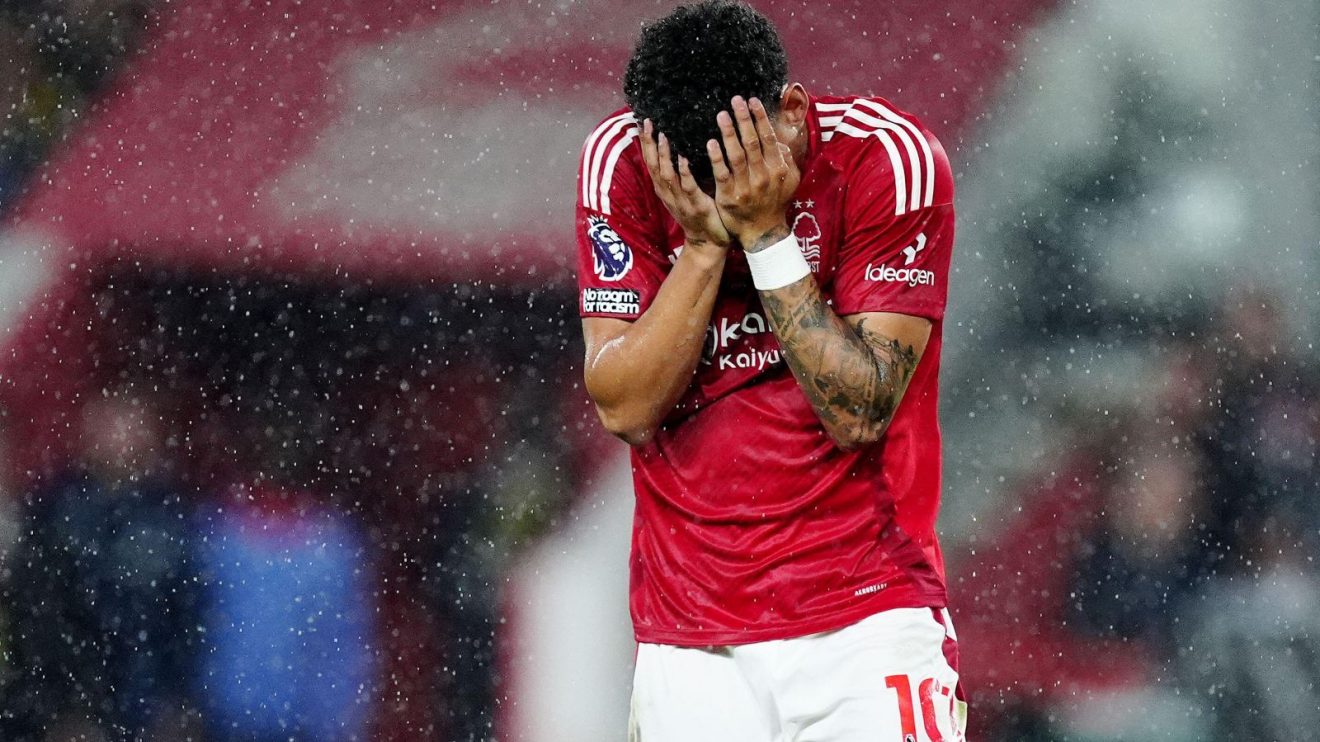 Nottingham Forest midfielder Morgan Gibbs-White looks dejected