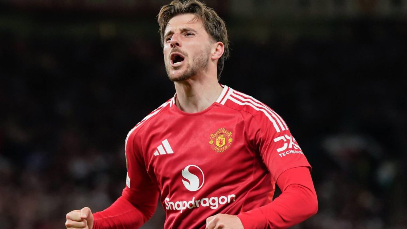 Man Utd midfielder Mason Mount celebrates his goal