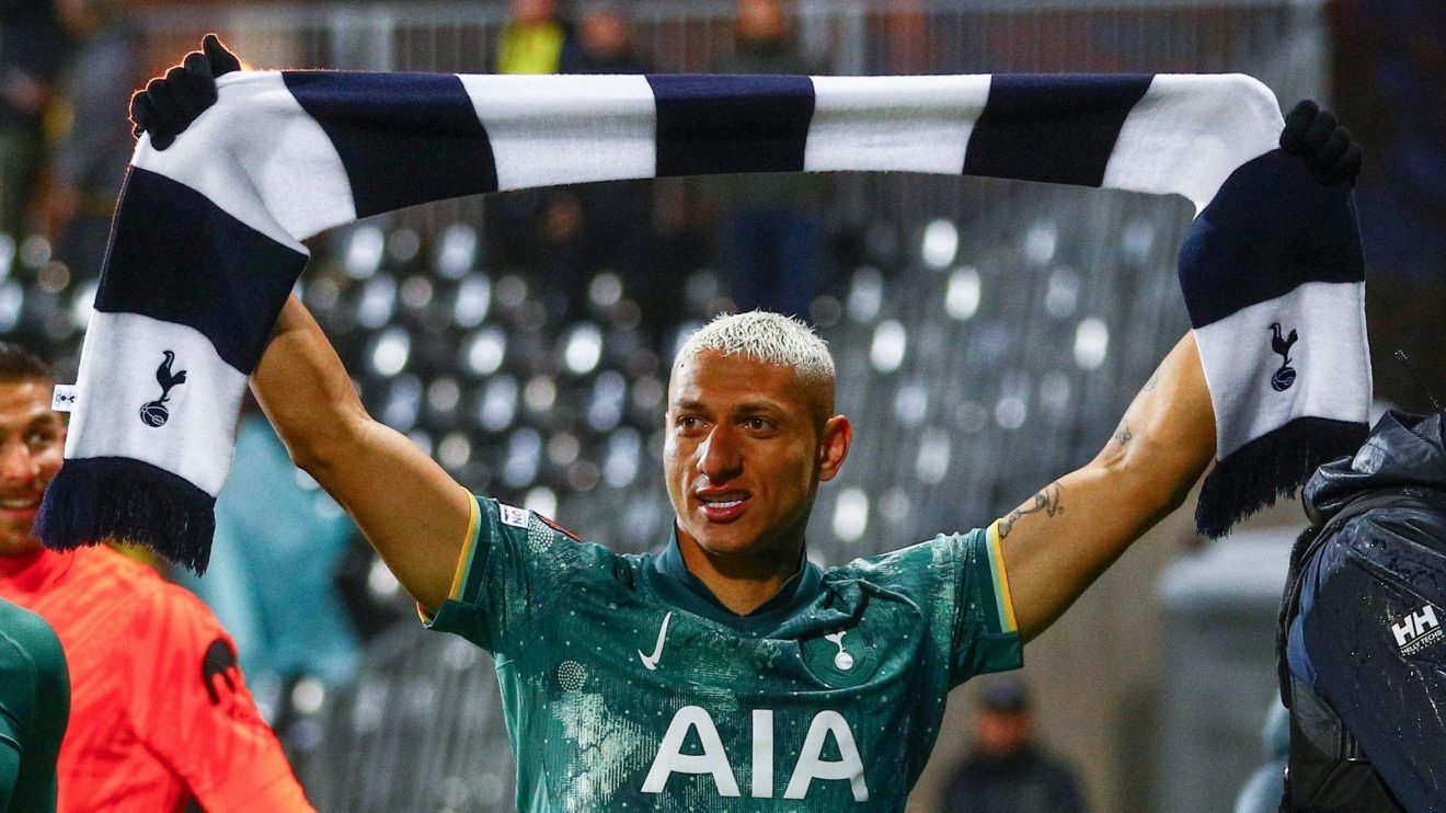 Spurs forward Richarlison celebrates beating Bodo/Glimt