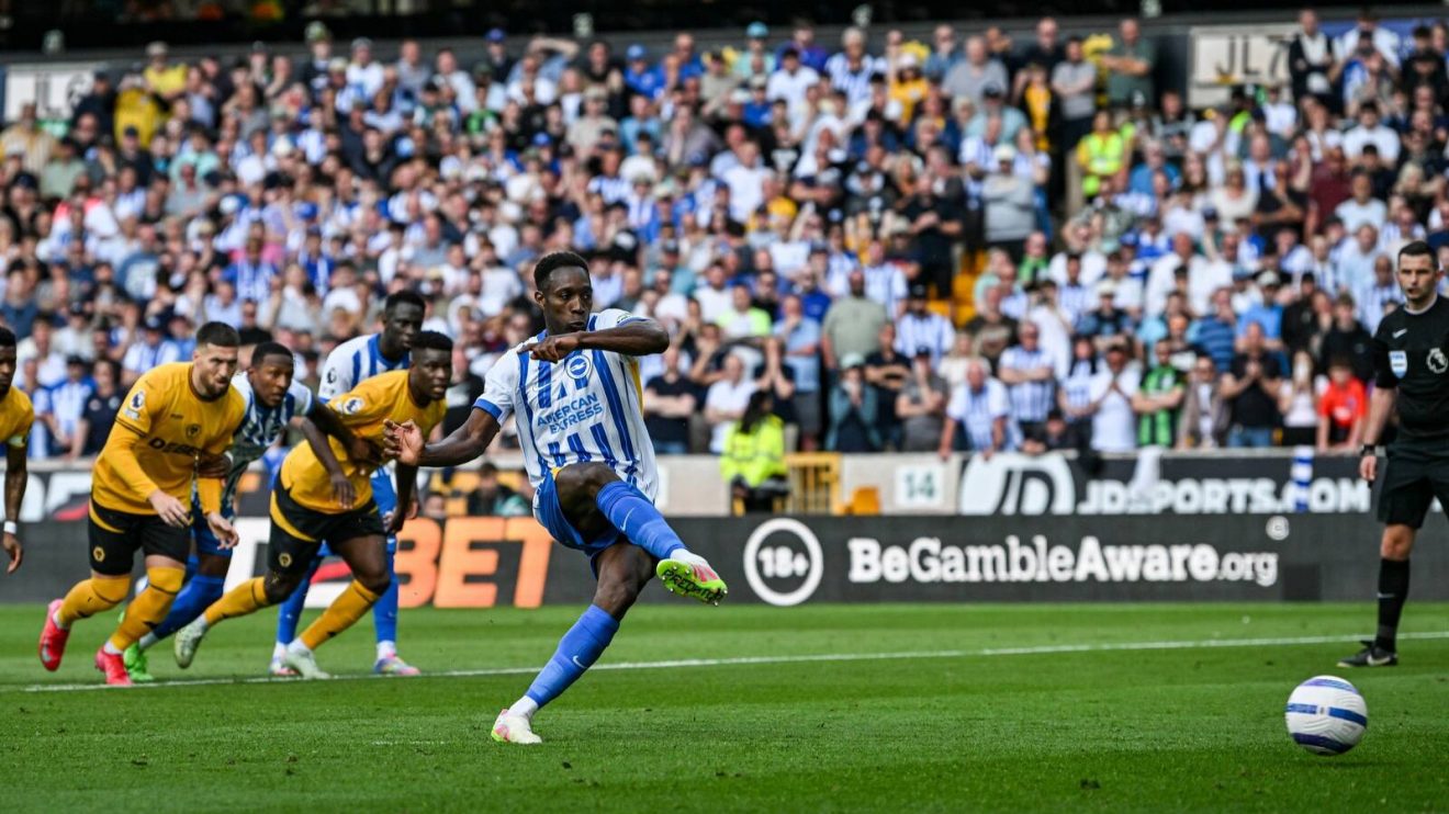 Danny Welbeck scores his 10th Premier League goal of the season as Brighton beat Wolves
