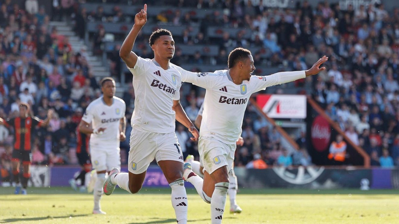 Ollie Watkins celebrates his goal in Aston Villa's 1-0 Premier League win at Bournemouth