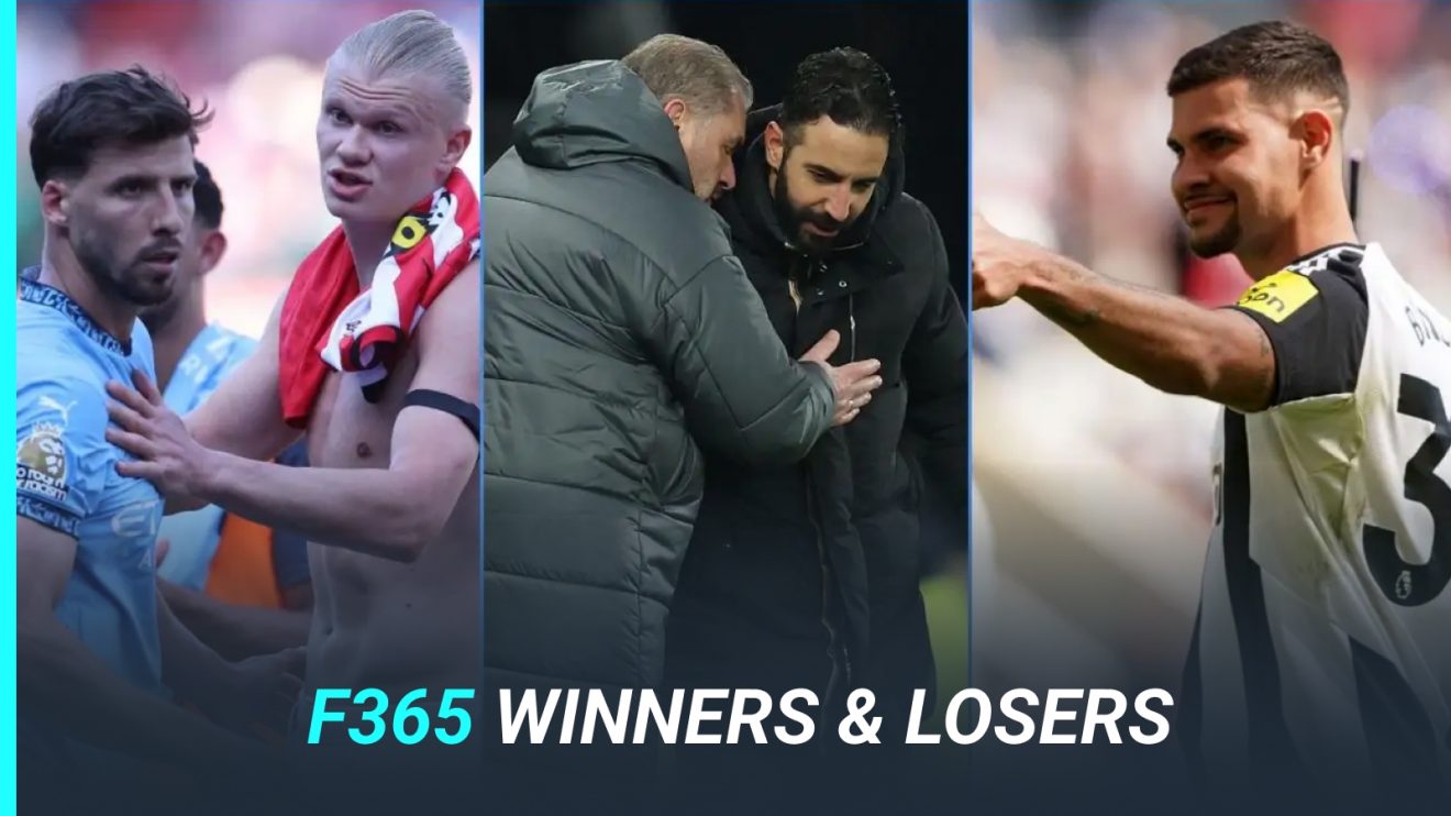 Ruben Dias and Erling Haaland of Man City, Spurs manager Ange Postecoglou and Manchester United coach Ruben Amorim, and Newcastle midfielder Bruno Guimaraes
