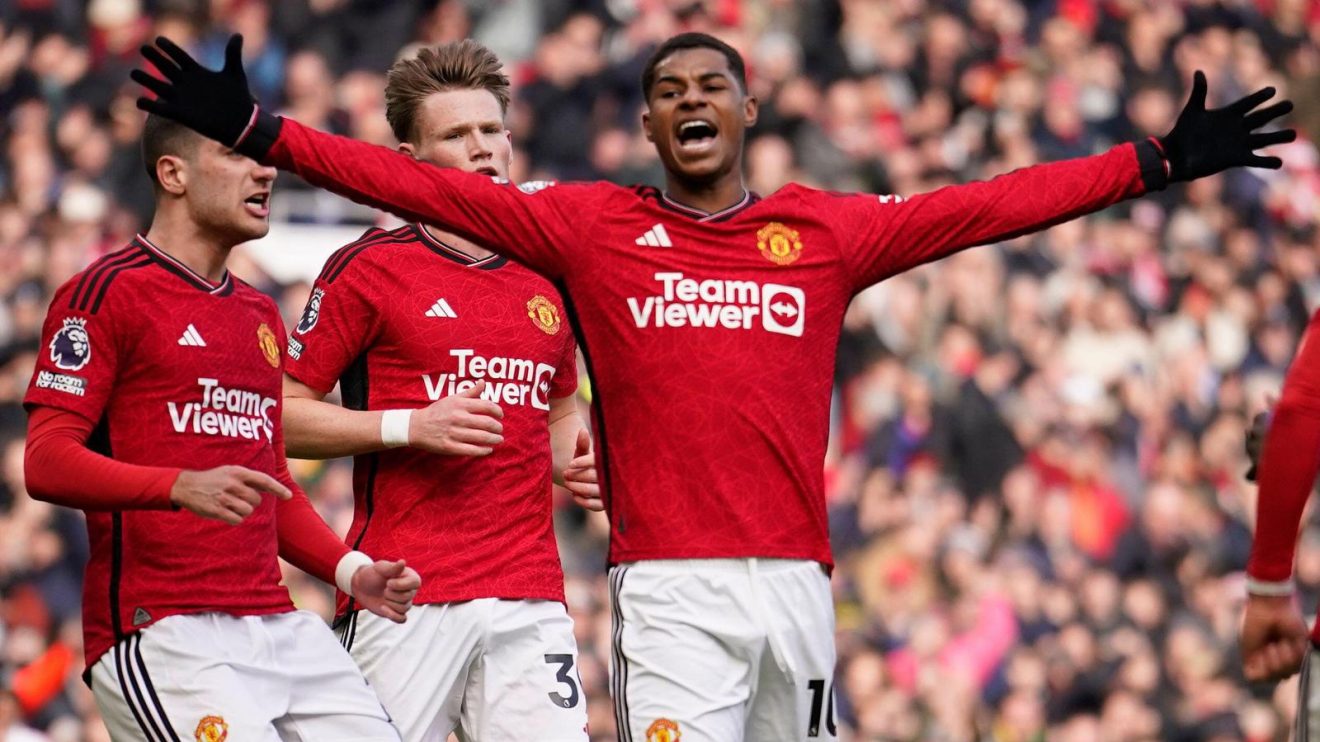 Man Utd forward Marcus Rashford celebrates a goal