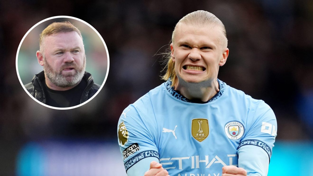 Man City striker Erling Haaland and Wayne Rooney
