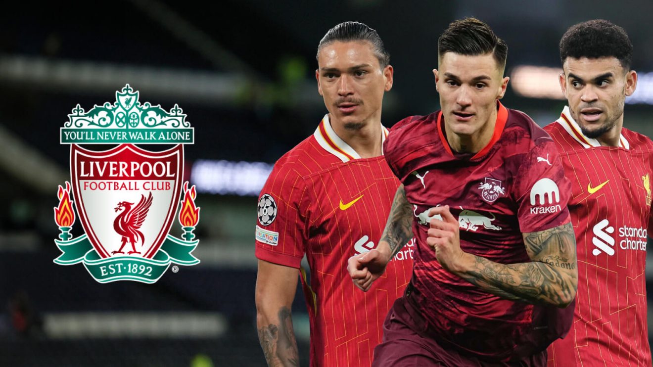 Liverpool transfer target Benjamin Sesko with Luis Diaz and Darwin Nunez