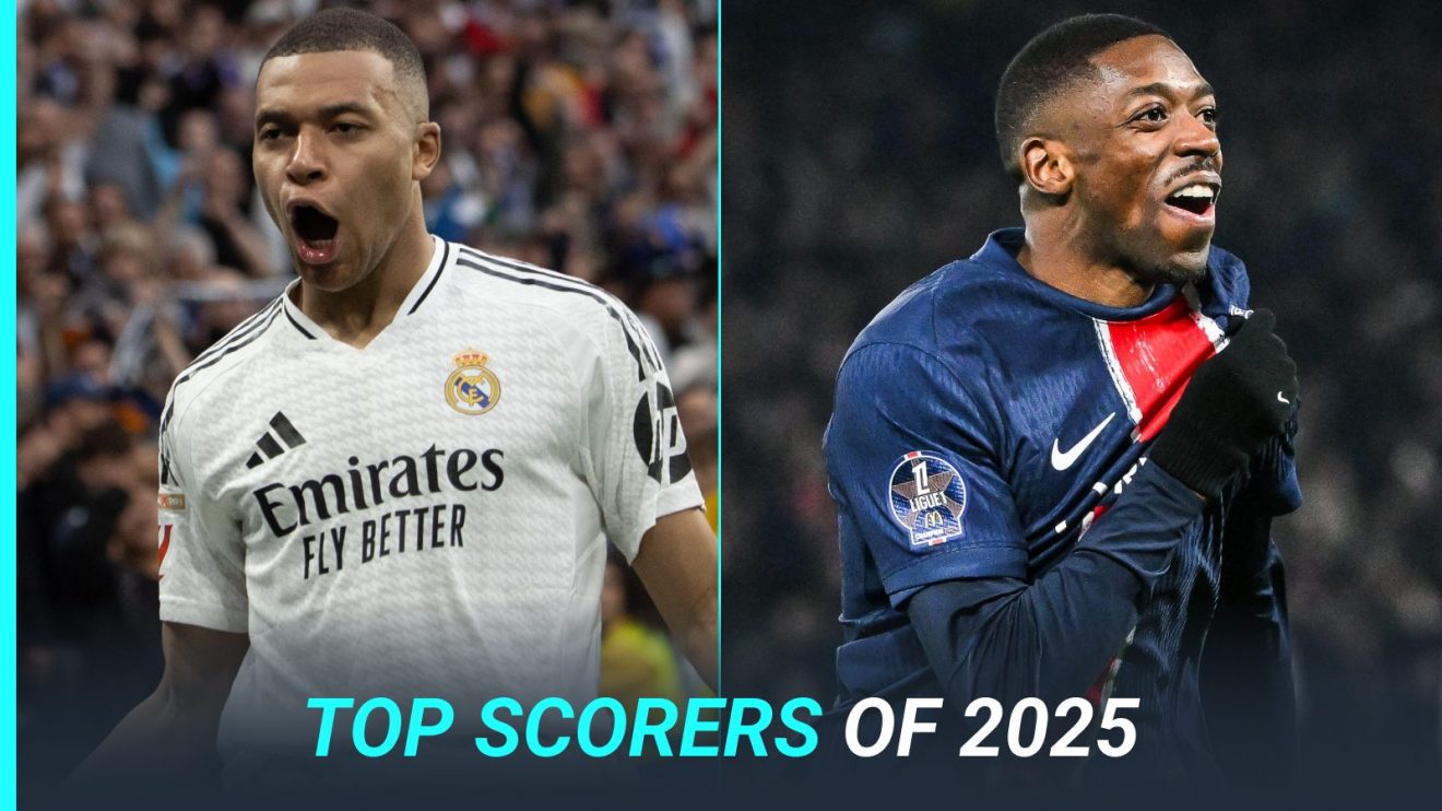 Kylian Mbappe and Ousmane Dembele in a top scorers graphic