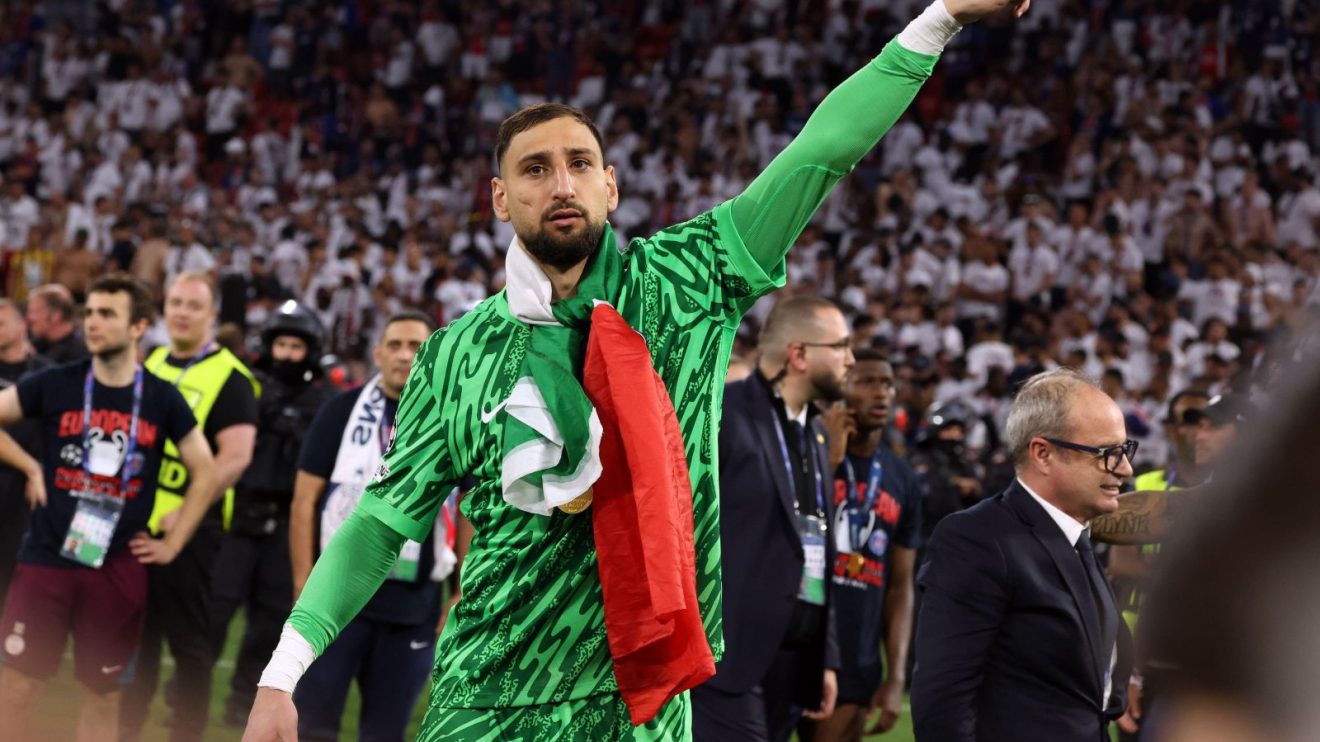 Man City-linked PSG goalkeeper Gianluigi Donnarumma celebrates winning the Champions League