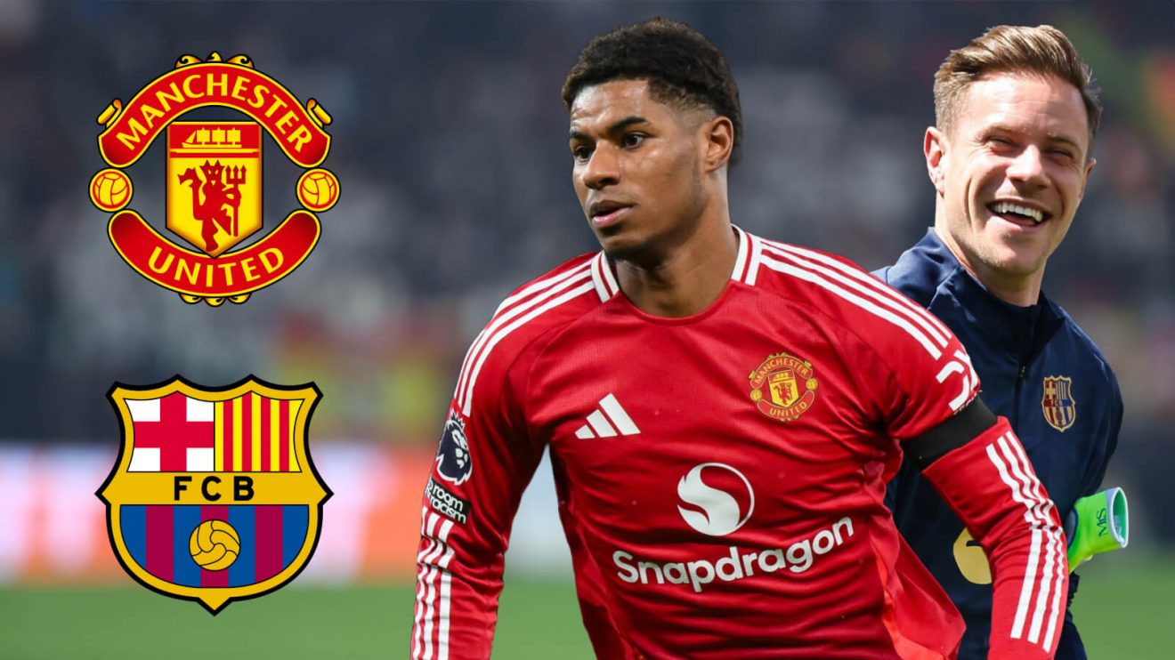 Man Utd forward Marcus Rashford and Marc-Andre Ter Stegen