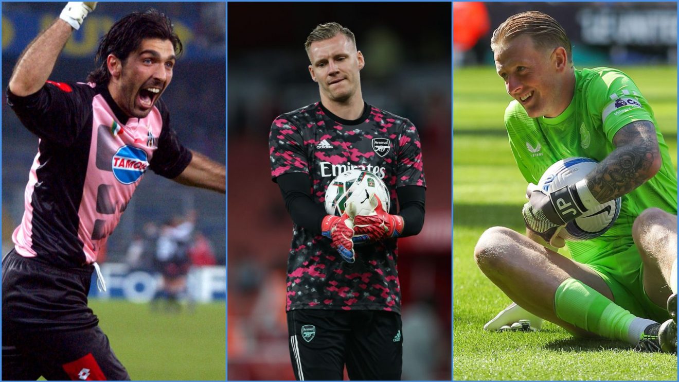 Juventus keeper Gianluigi Buffon, Bernd Leno of Arsenal and Everton's Jordan Pickford
