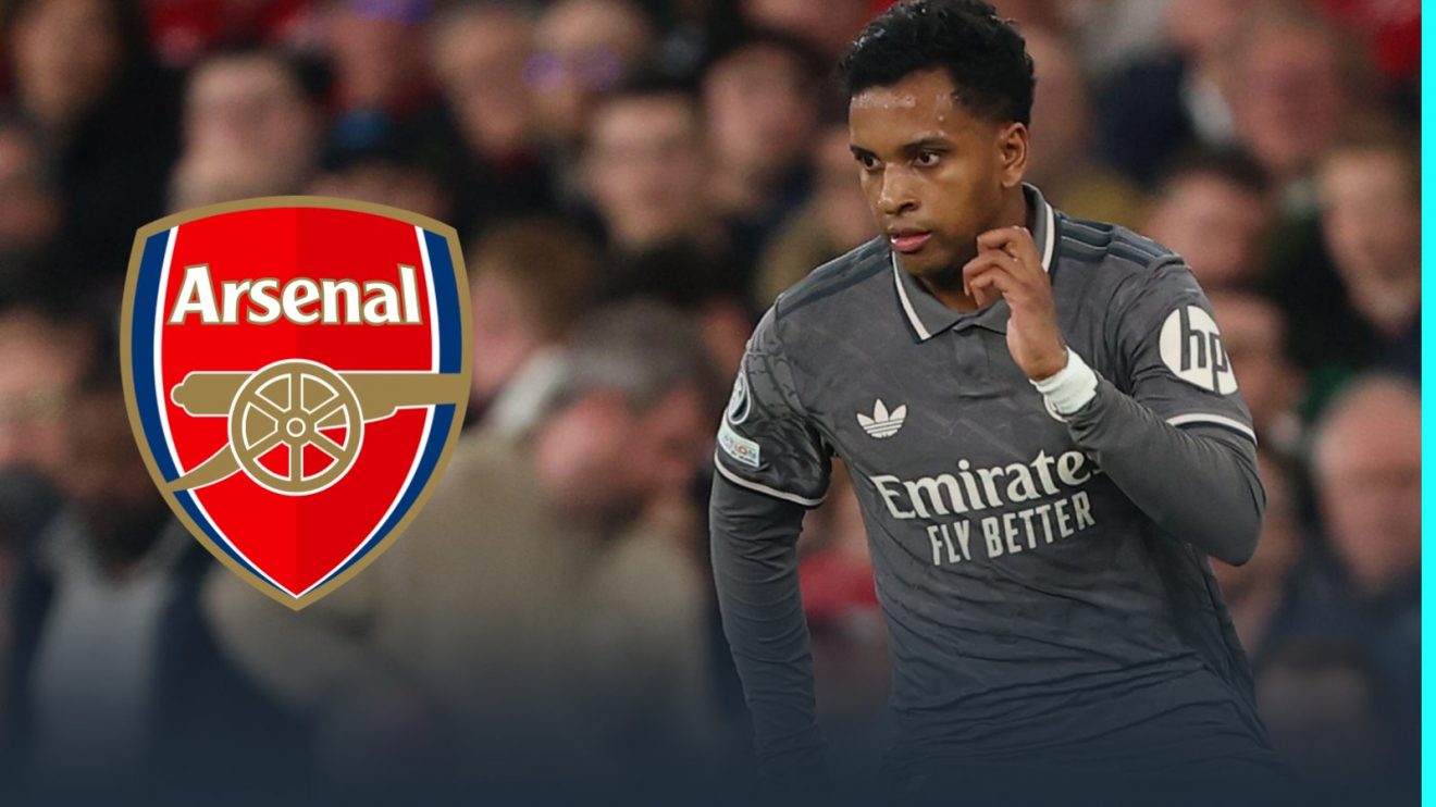 Rodrygo with the Arsenal badge