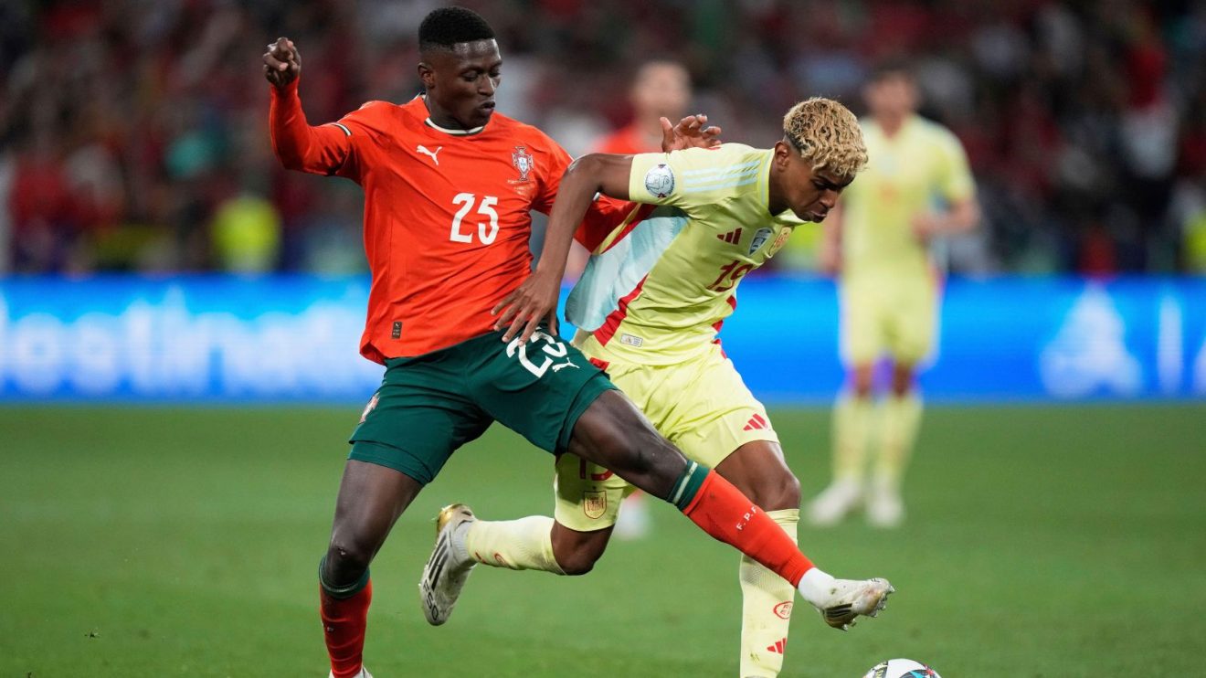 Portugal v Spain: Nuno Mendes and Lamine Yamal