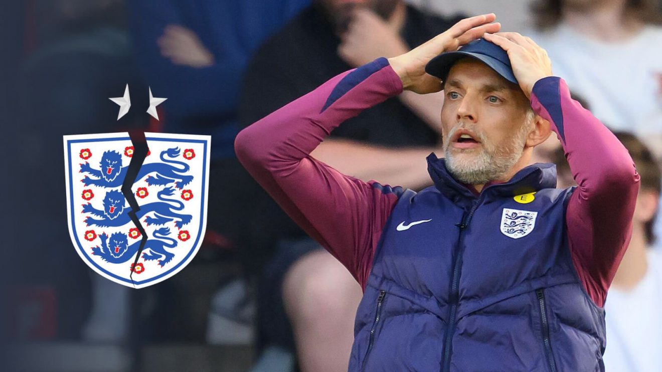 Thomas Tuchel with a cracked England badge
