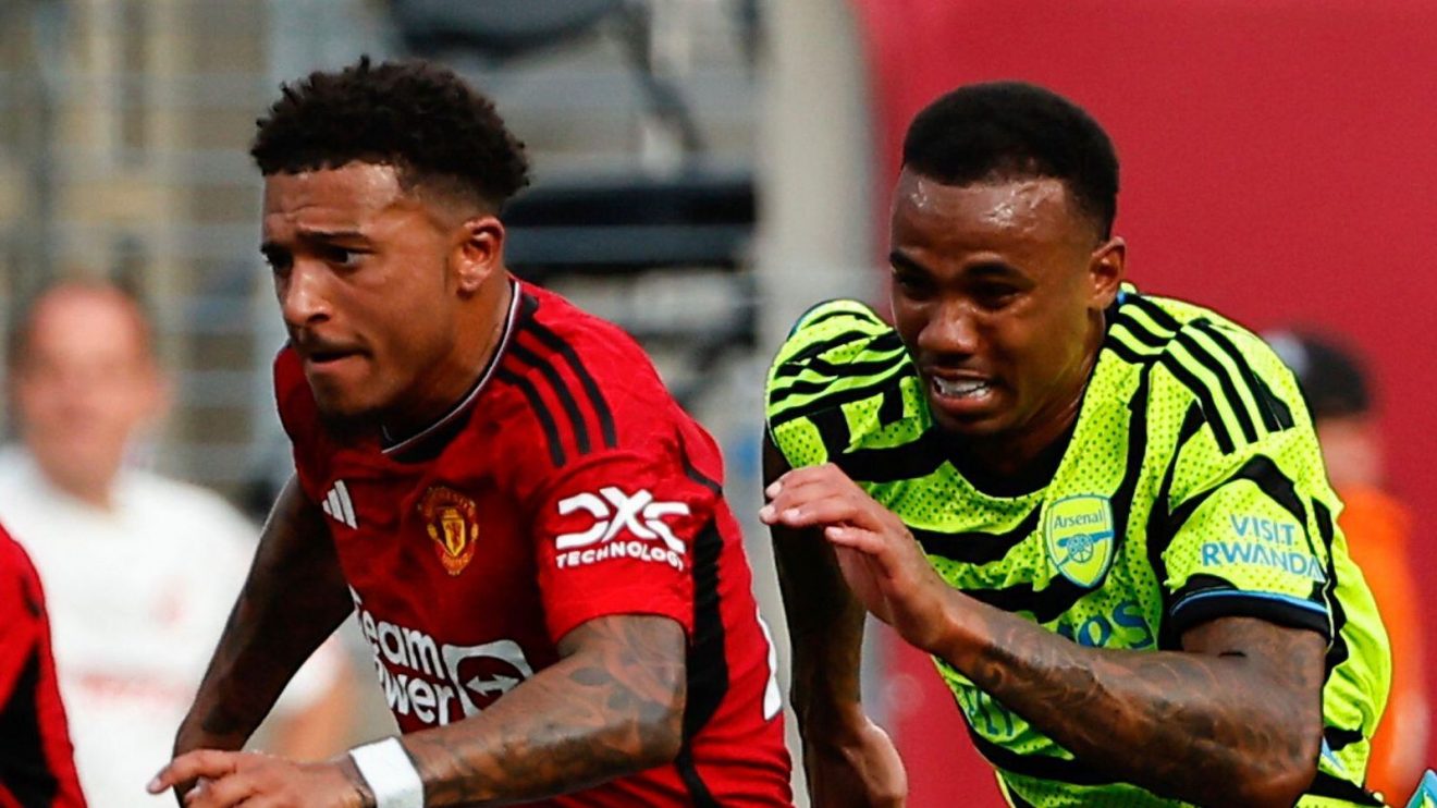 Manchester United forward Jadon Sancho and Arsenal defender Gabriel Magalhaes