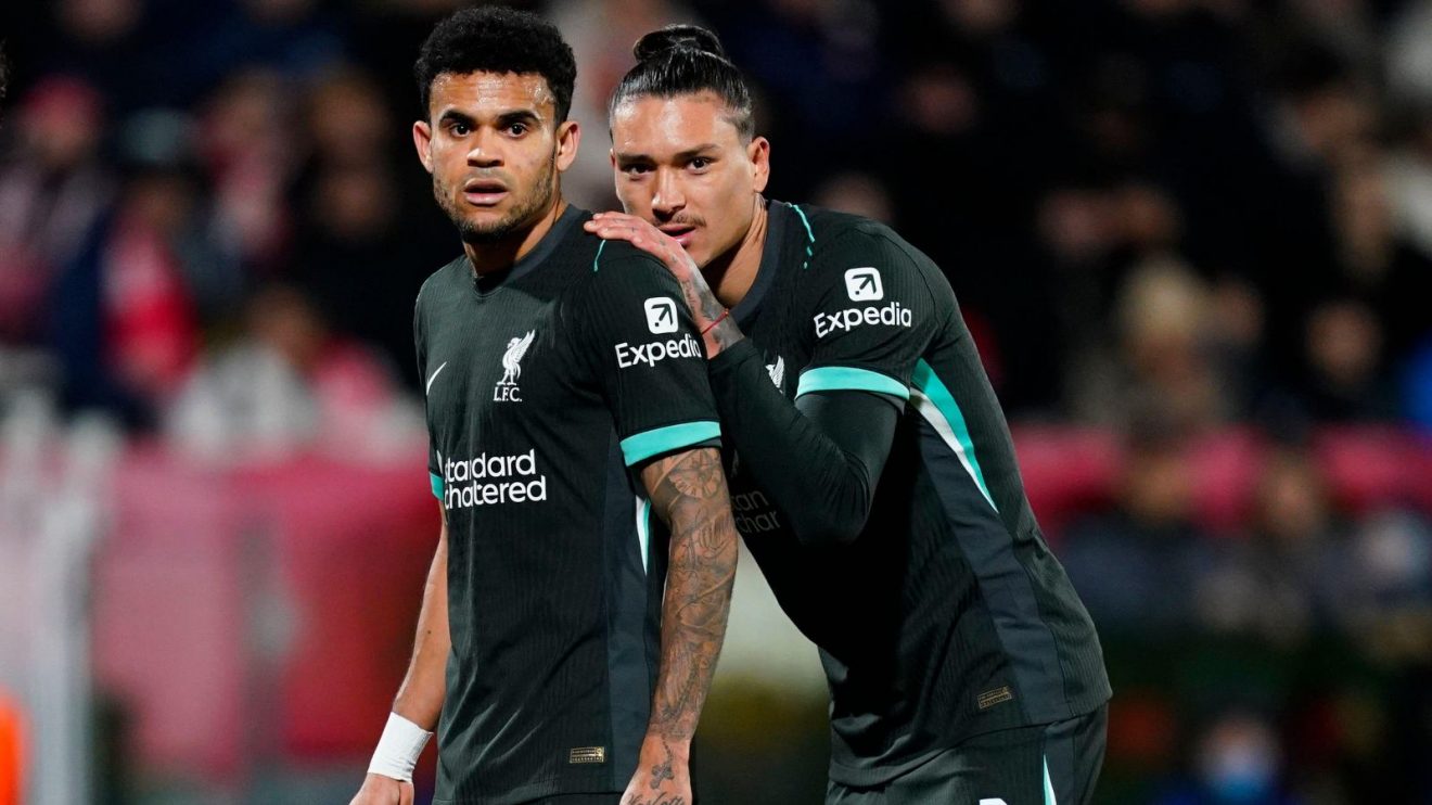 Liverpool duo Luis Diaz and Darwin Nunez during a match