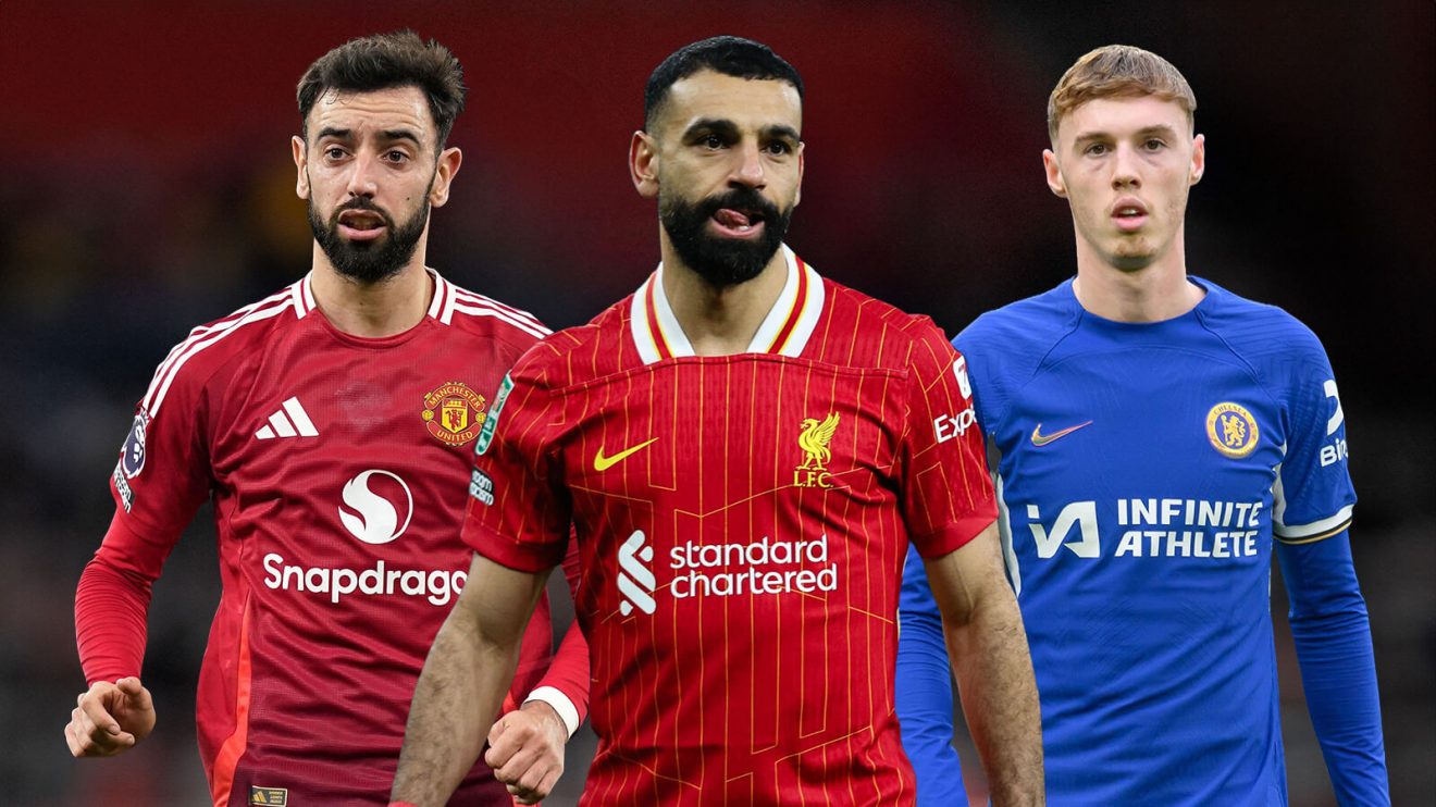Mohamed Salah, Bruno Fernandes and Cole Palmer