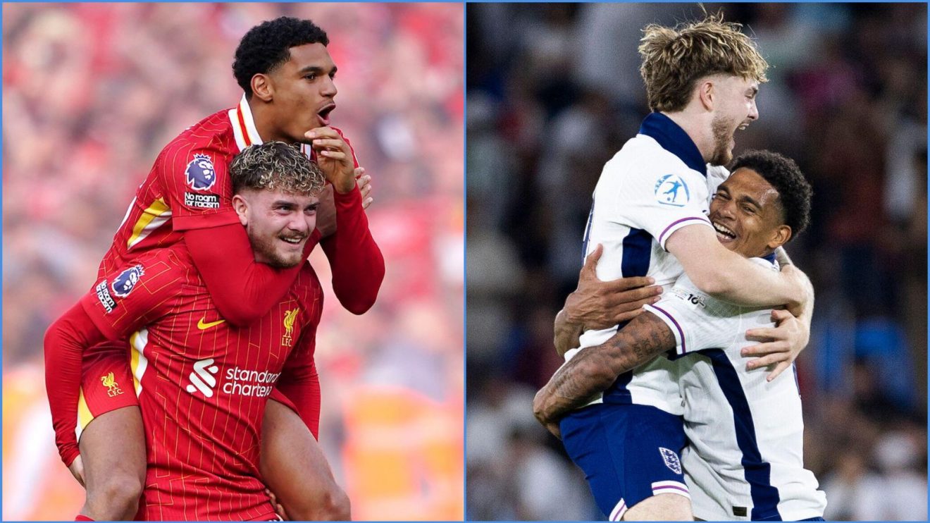 Jarell Quansah and Harvey Elliott in action for Liverpool and England U21s
