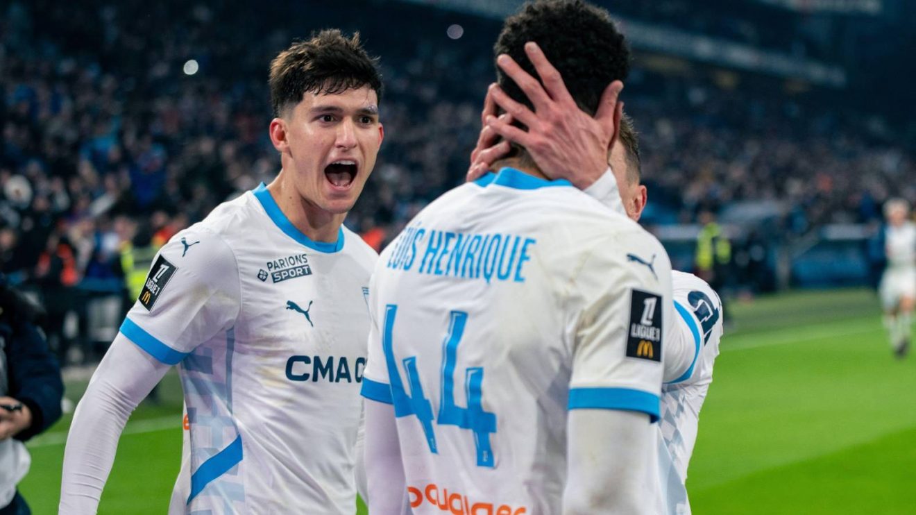 Newcastle target Leonardo Balerdi of Marseille celebrating during a match