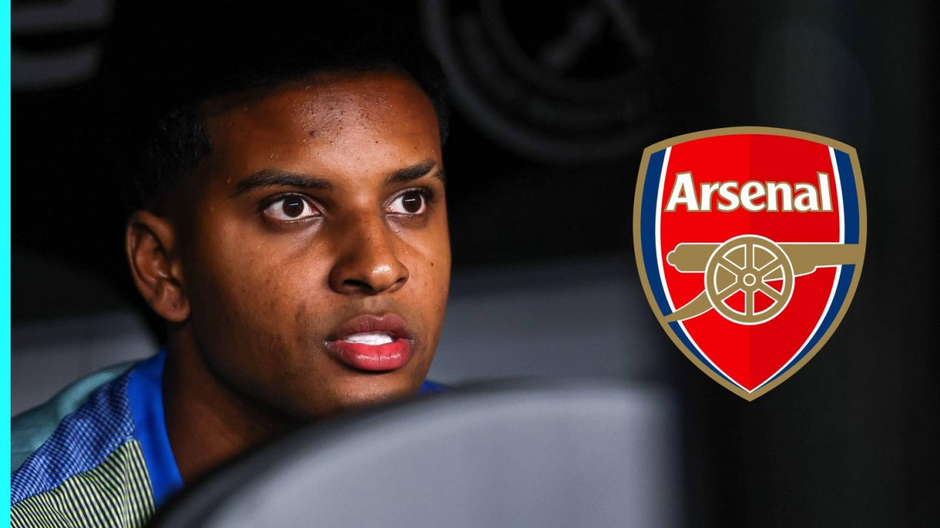 Arsenal badge, Real Madrid winger Rodrygo