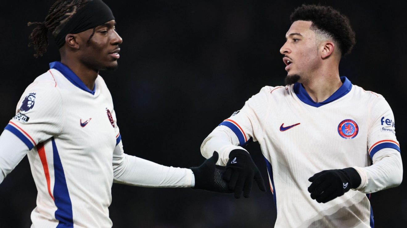 Chelsea players Jadon Sancho and Noni Madueke during a match