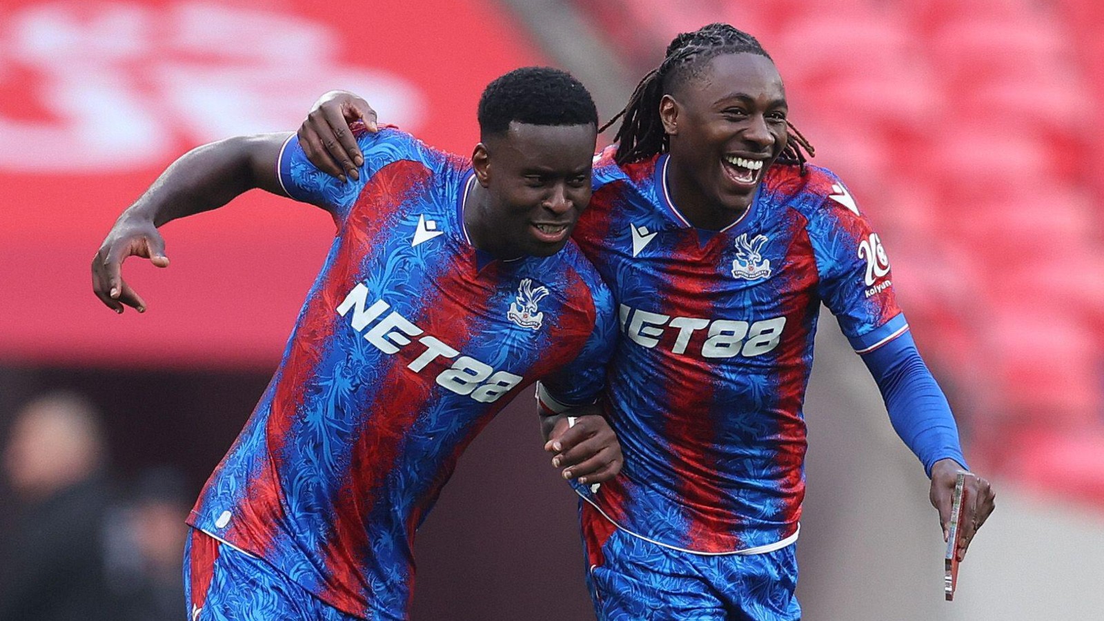 Crystal Palace players Marc Guehi and Eberechi Eze celebrate