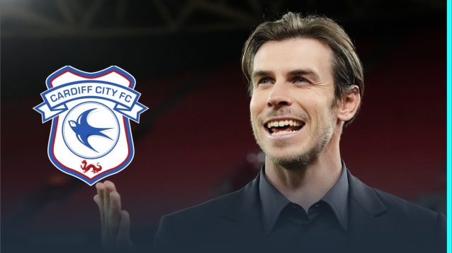 Gareth Bale and the Cardiff City badge