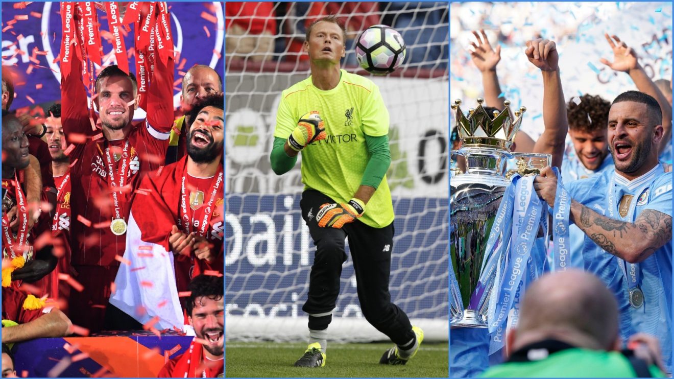 Liverpool players Jordan Henderson and Alex Manninger, and Manchester City's Kyle Walker