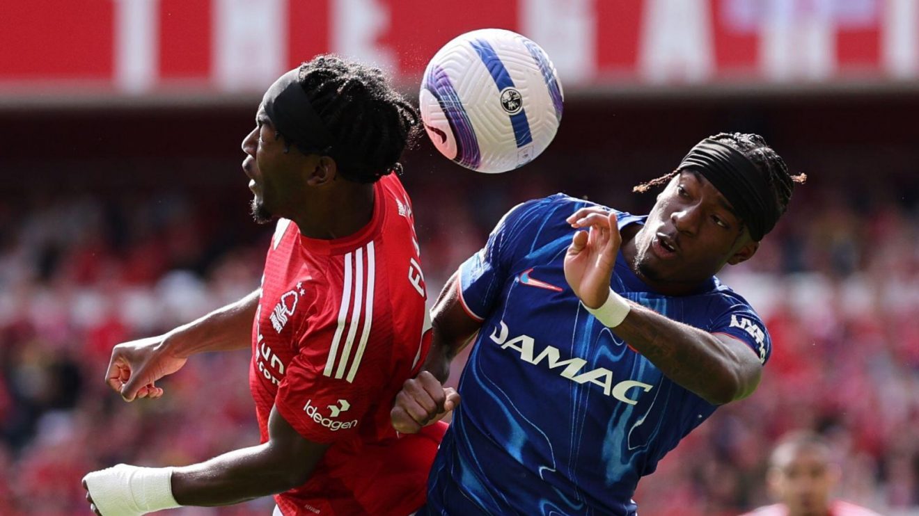 Nottingham Forest forward Anthony Elanga and Chelsea player Noni Madueke