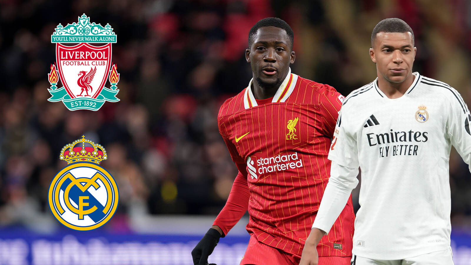 F365 Two Badges Ibrahima Konate Kylian Mbappe Liverpool Real Madrid