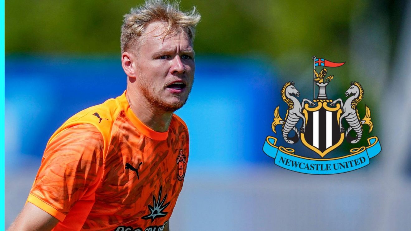 Newcastle badge and Aaron Ramsdale