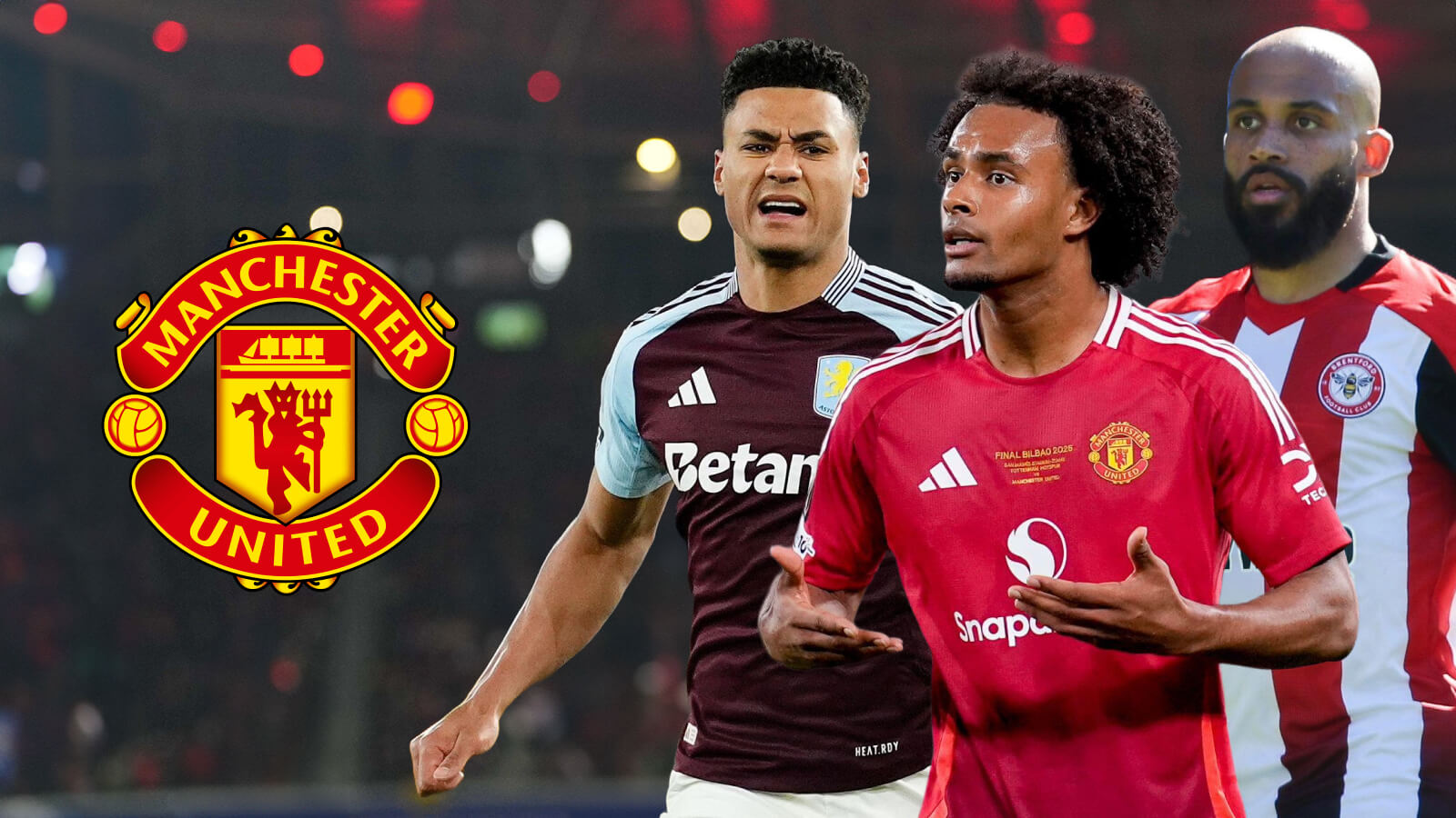 F365 Joshua Zirkzee Ollie Watkins Bryan Mbeumo with Man utd badge 1 1