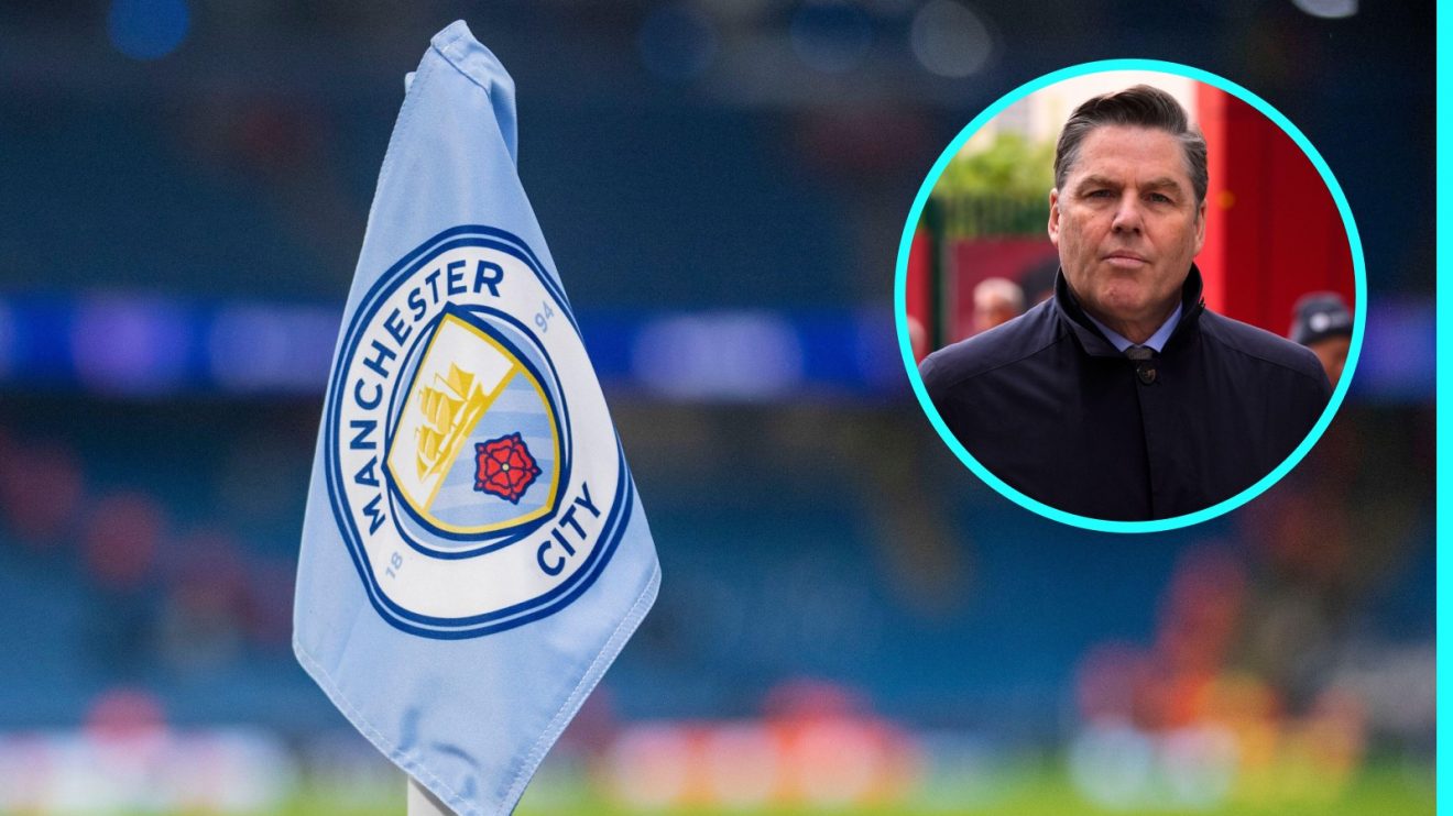 Richard Msters with the Man City badge
