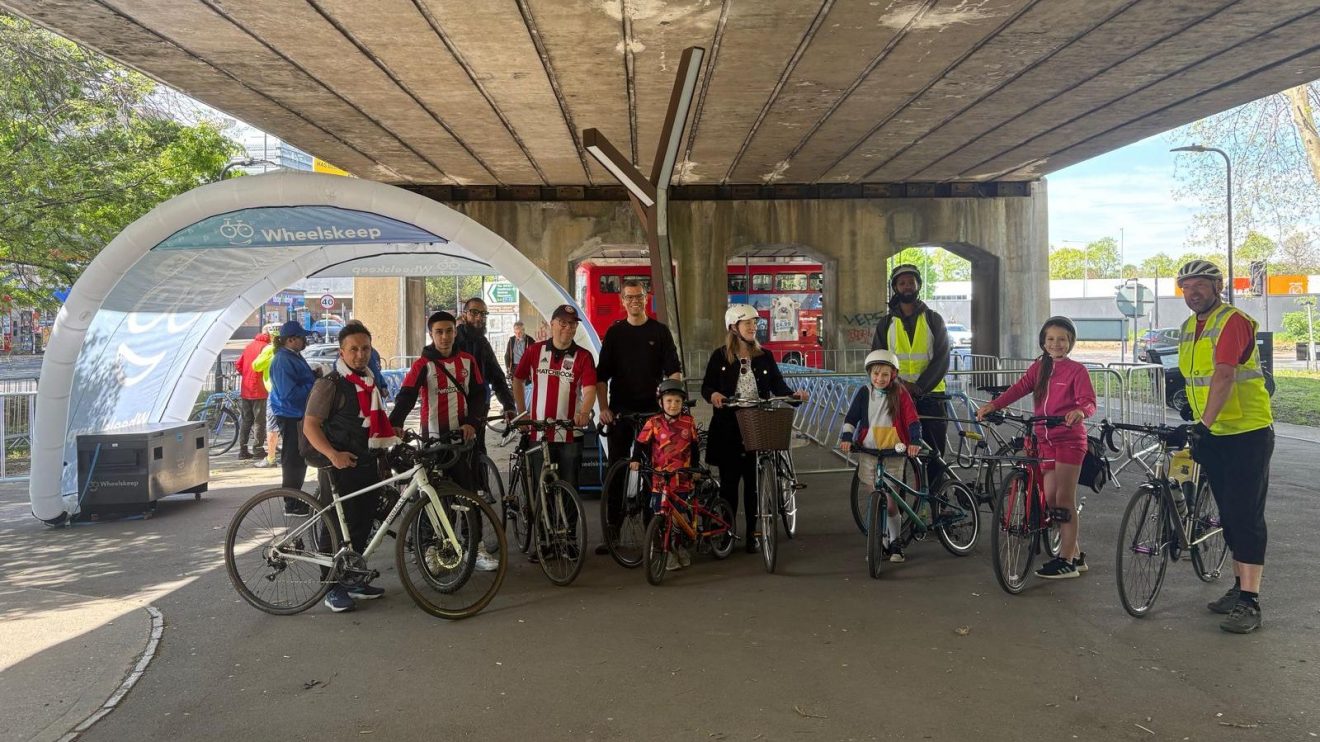 Brentford fans on bikes