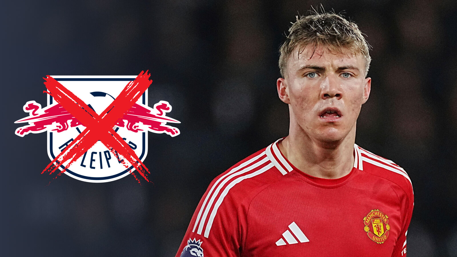 F365 Rasmus Hojlund with crossed out RB Leipzig badge 1 1
