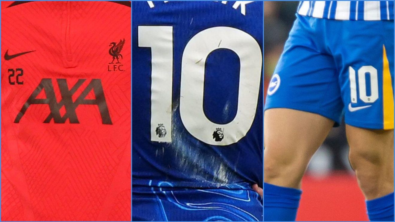 Liverpool, Chelsea and Brighton squad numbers on display