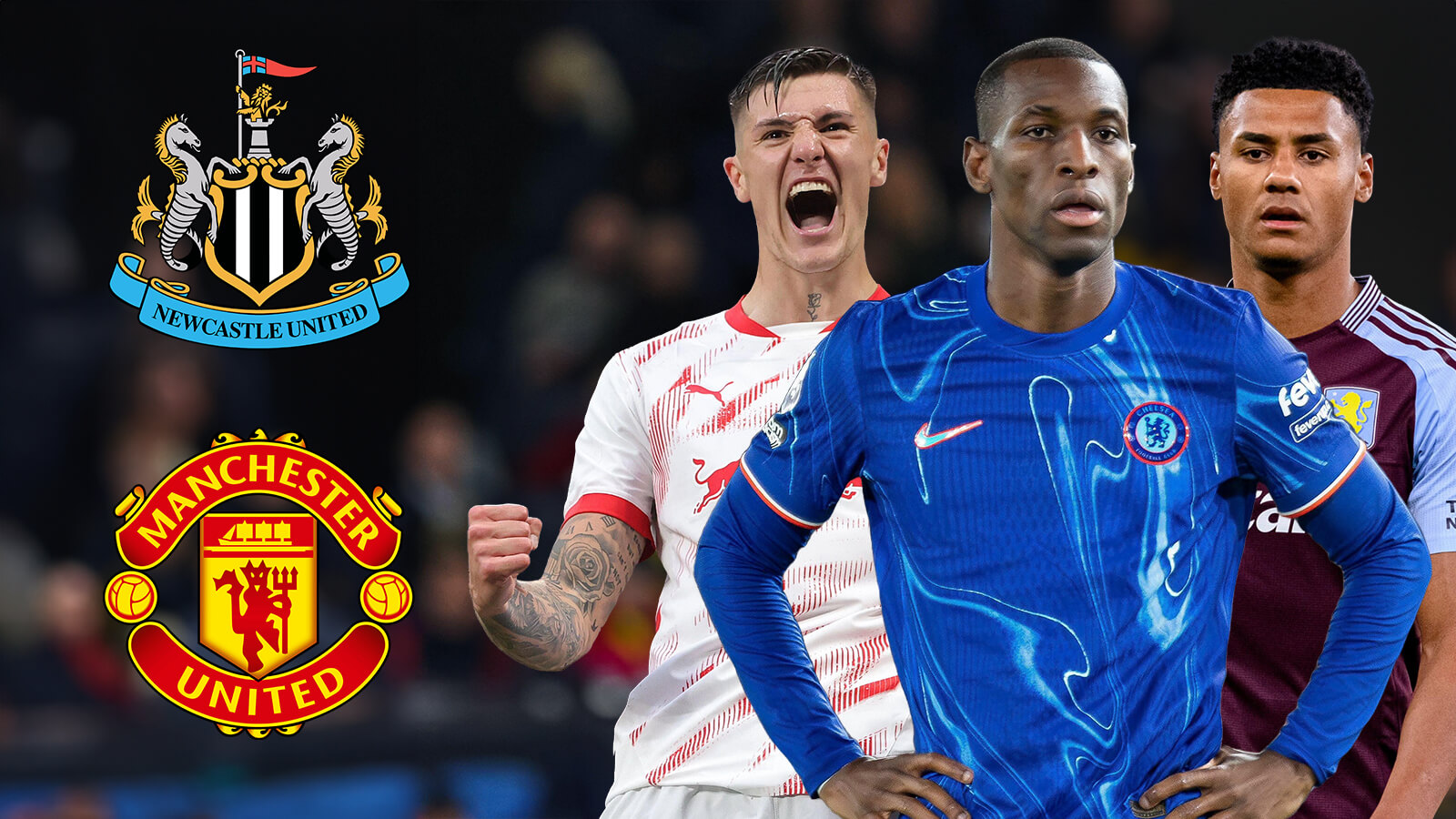 F365 Two Badges Nicolas Jackson Benjamin Sesko Ollie Watkins Newcastle United Manchester United