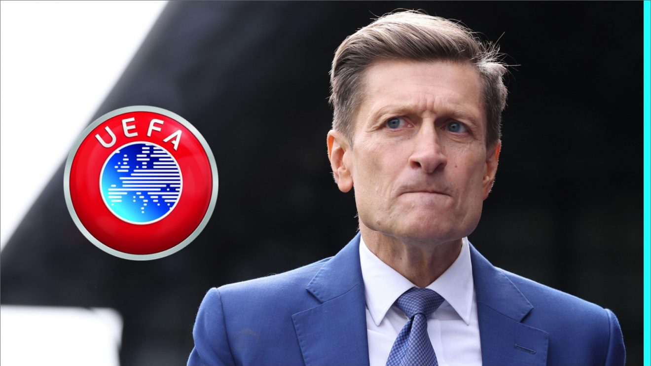 Crystal Palace's Steve Parish with the UEFA logo