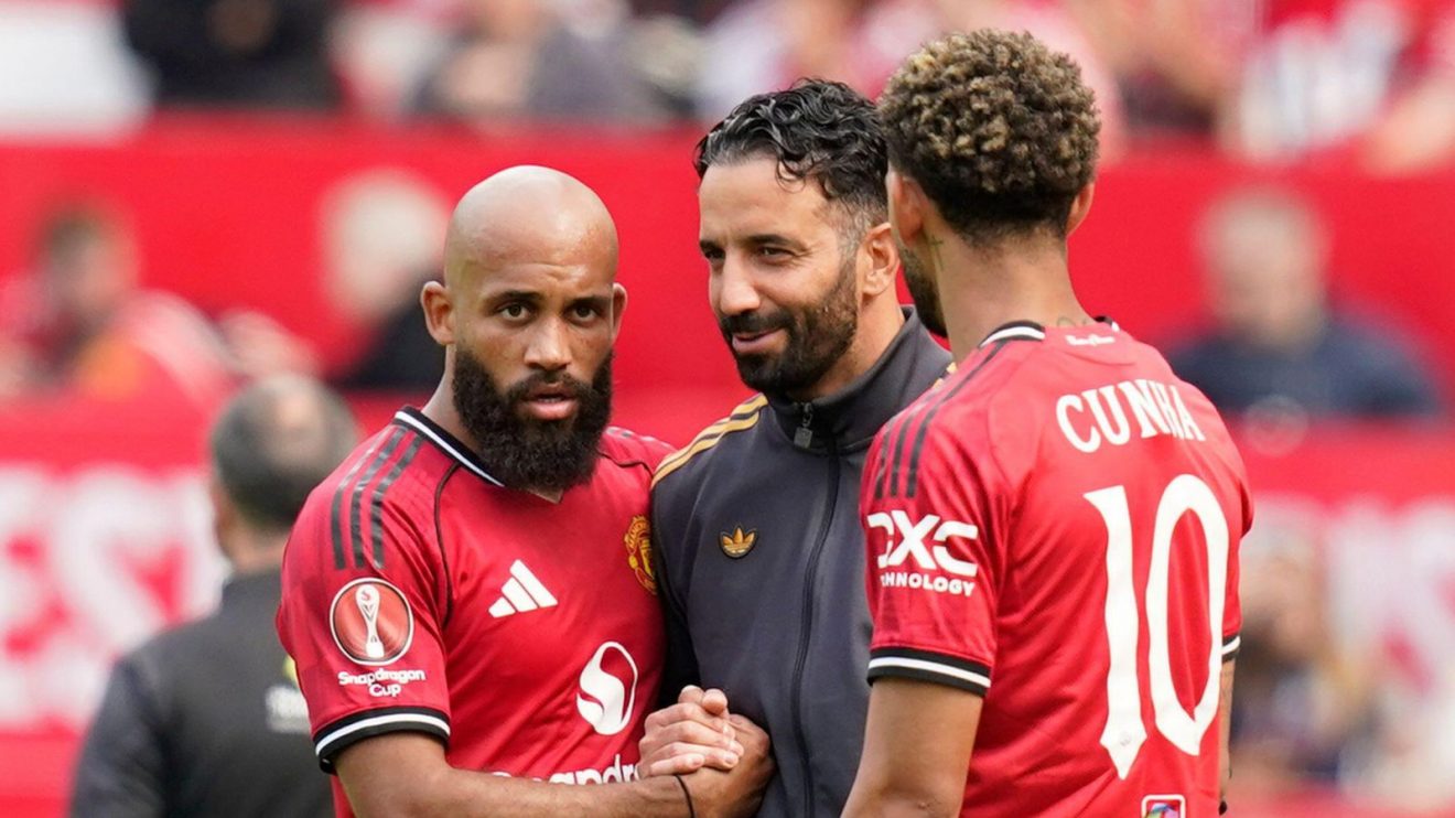 Bryan Mbeumo, Ruben Amorim and Matheus Cunha