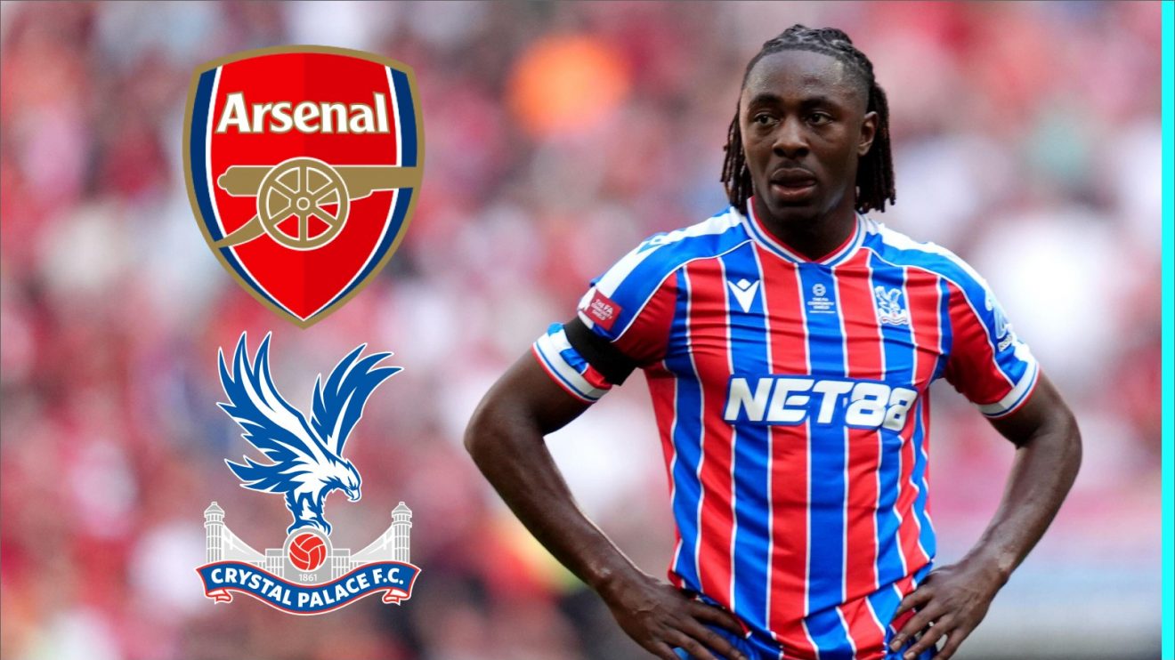 The Arsenal and Crystal Palace logos alongside Eberechi Eze