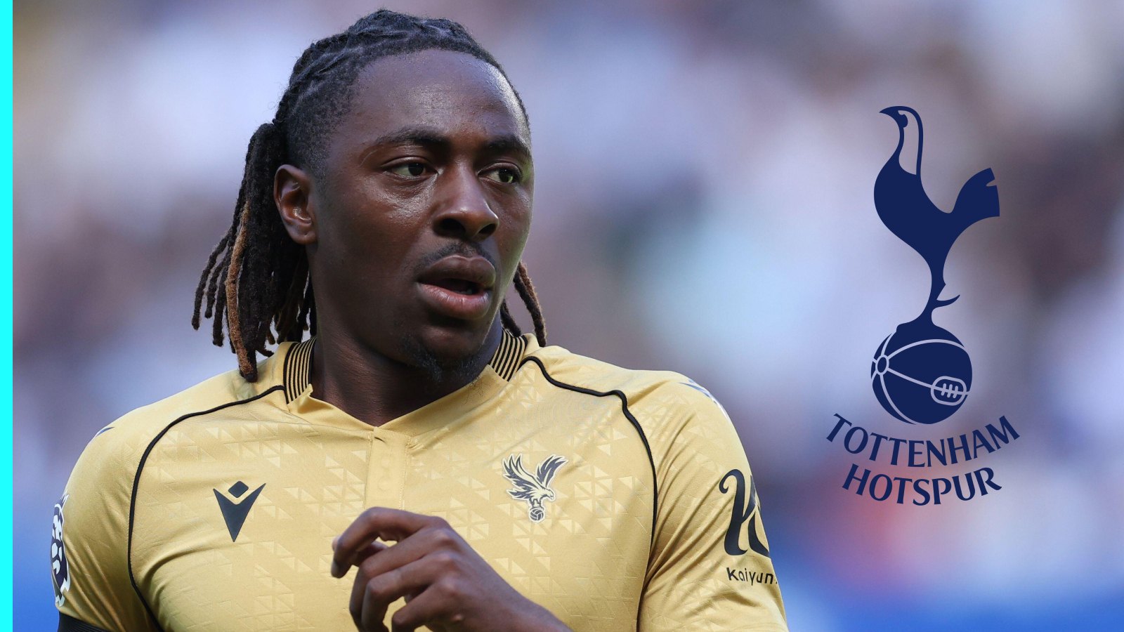 Eberechi Eze with the tottenham hotspur badge