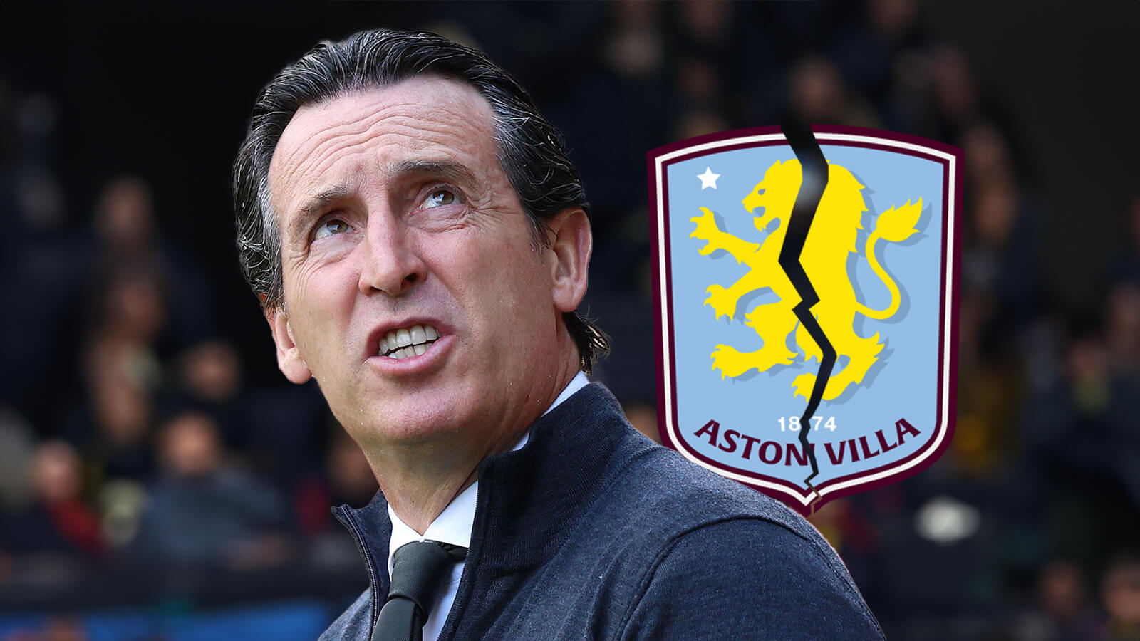 F365 Unai Emery with cracked Aston Villa badge 2